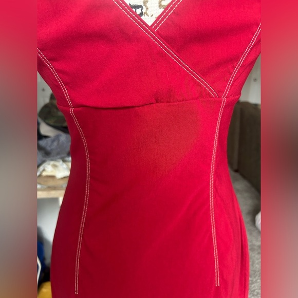 Express Y2K Stretch sleeveless little red dress size 5/6 - Picture 2 of 14